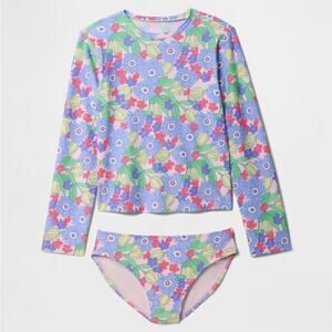 NWT GAP Girls' Floral Rashguard Swim Set - Size 10